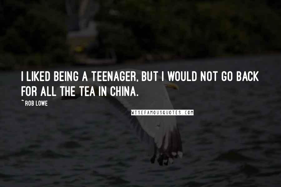 Rob Lowe Quotes: I liked being a teenager, but I would not go back for all the tea in China.