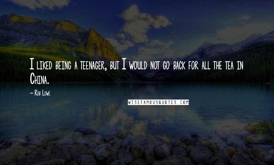 Rob Lowe Quotes: I liked being a teenager, but I would not go back for all the tea in China.