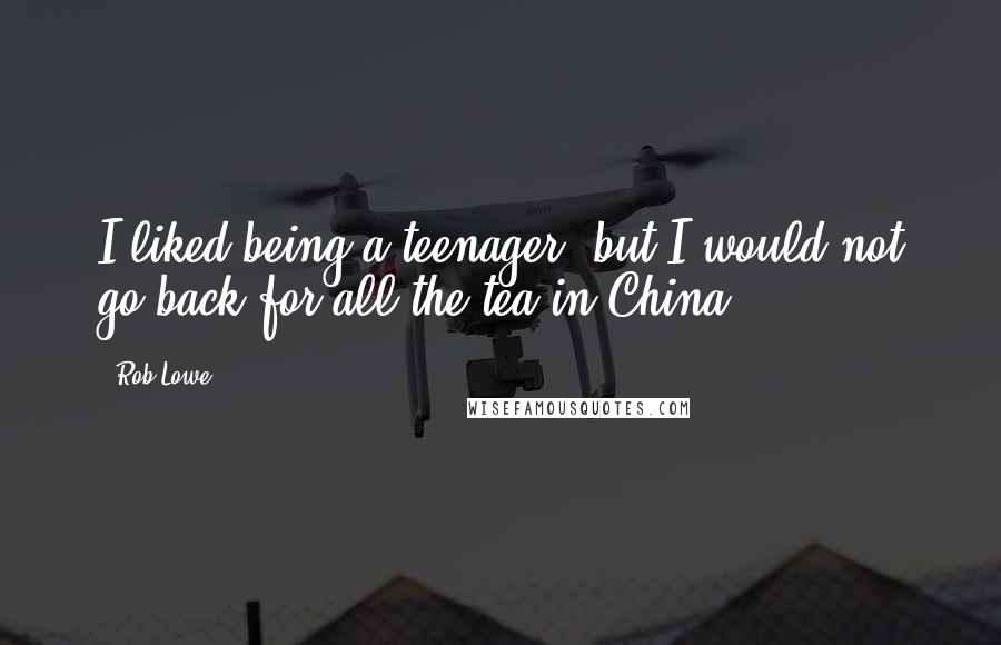 Rob Lowe Quotes: I liked being a teenager, but I would not go back for all the tea in China.