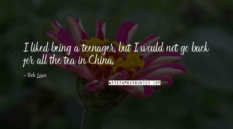 Rob Lowe Quotes: I liked being a teenager, but I would not go back for all the tea in China.