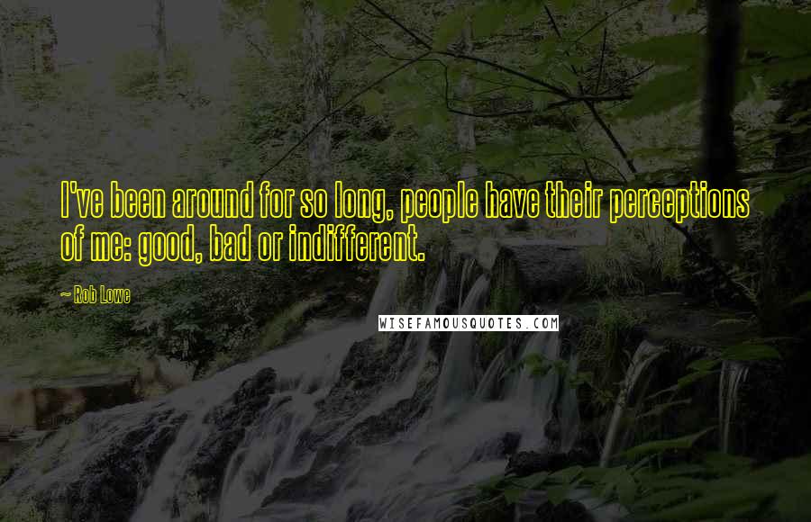 Rob Lowe Quotes: I've been around for so long, people have their perceptions of me: good, bad or indifferent.