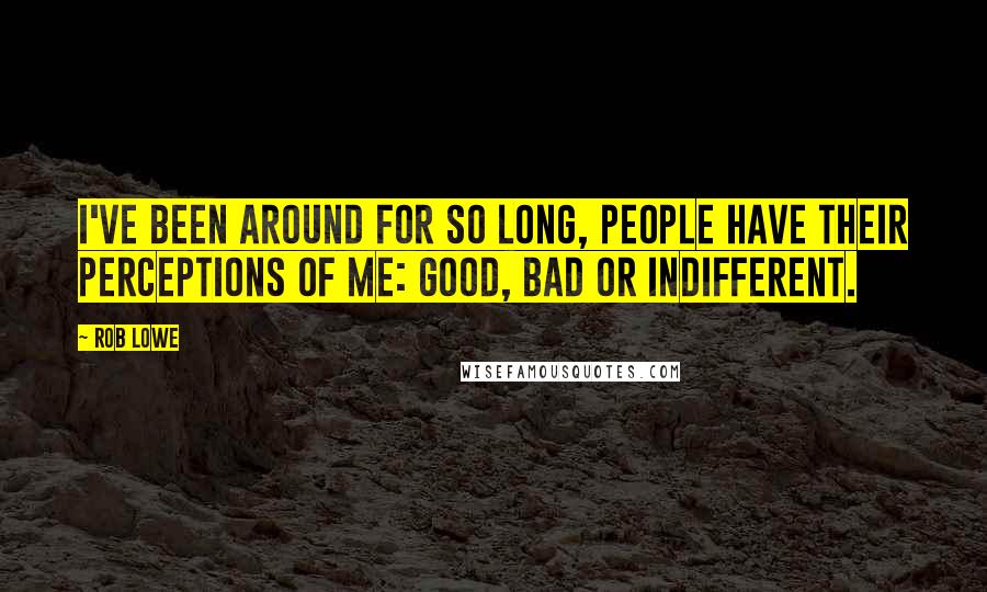 Rob Lowe Quotes: I've been around for so long, people have their perceptions of me: good, bad or indifferent.