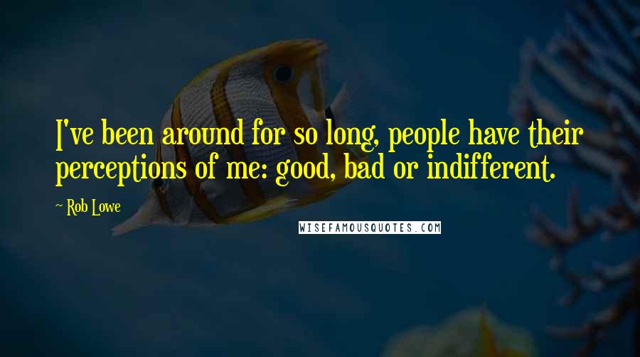 Rob Lowe Quotes: I've been around for so long, people have their perceptions of me: good, bad or indifferent.