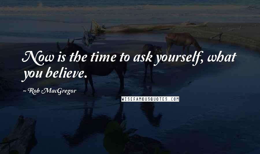 Rob MacGregor Quotes: Now is the time to ask yourself, what you believe.