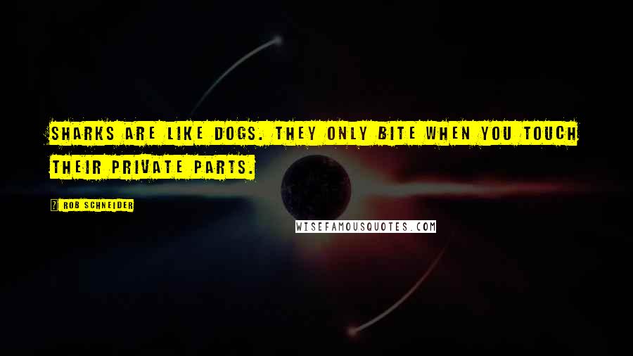 Rob Schneider Quotes: Sharks are like dogs. They only bite when you touch their private parts.