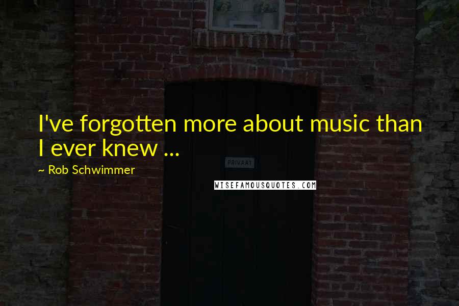 Rob Schwimmer Quotes: I've forgotten more about music than I ever knew ...