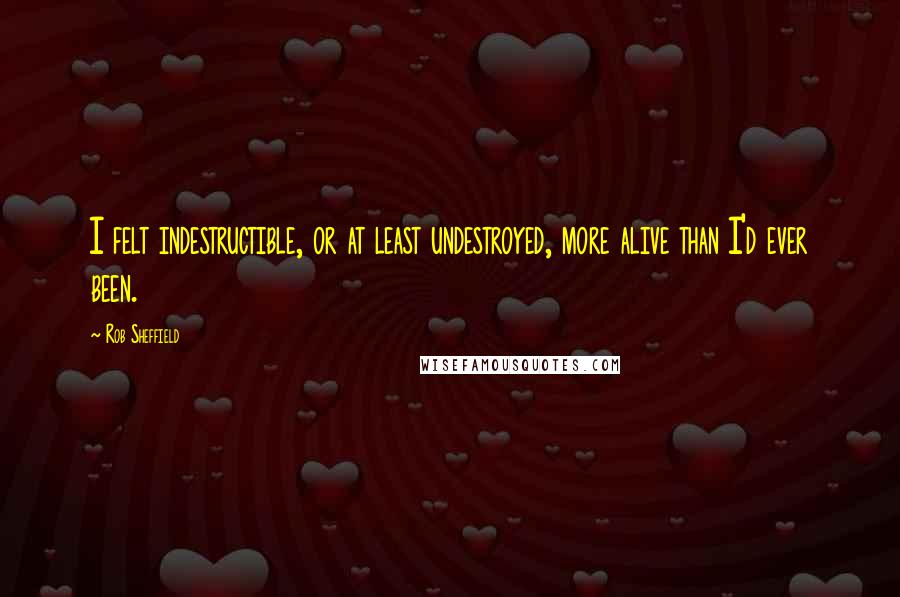 Rob Sheffield Quotes: I felt indestructible, or at least undestroyed, more alive than I'd ever been.