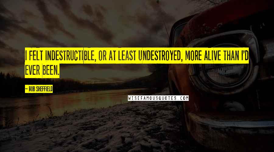 Rob Sheffield Quotes: I felt indestructible, or at least undestroyed, more alive than I'd ever been.