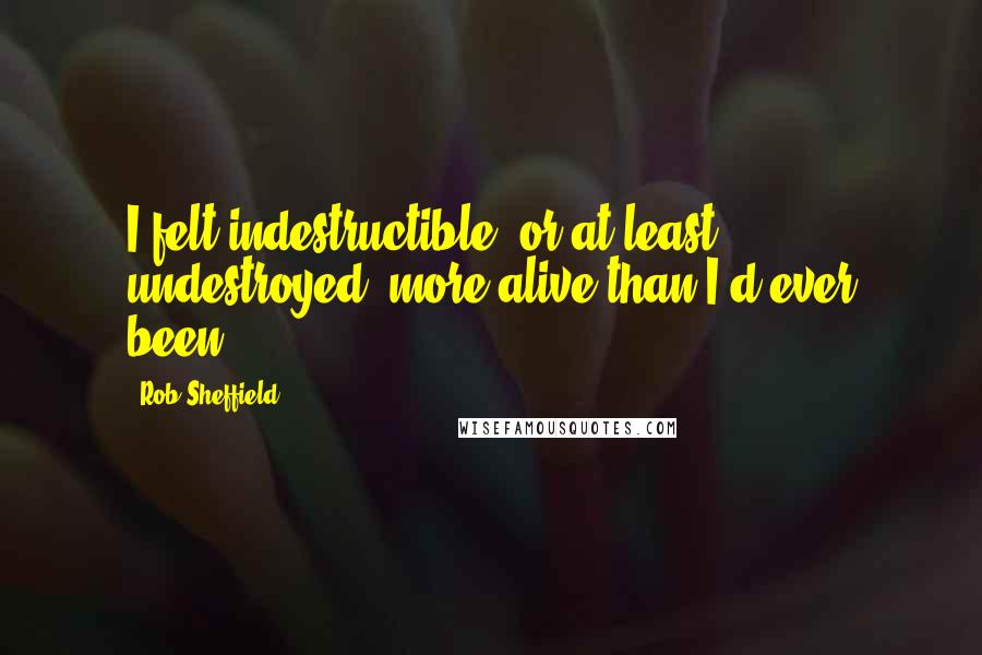 Rob Sheffield Quotes: I felt indestructible, or at least undestroyed, more alive than I'd ever been.