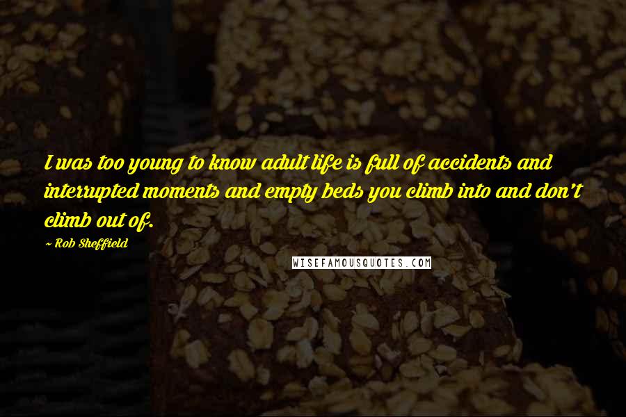 Rob Sheffield Quotes: I was too young to know adult life is full of accidents and interrupted moments and empty beds you climb into and don't climb out of.