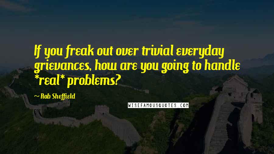 Rob Sheffield Quotes: If you freak out over trivial everyday grievances, how are you going to handle *real* problems?