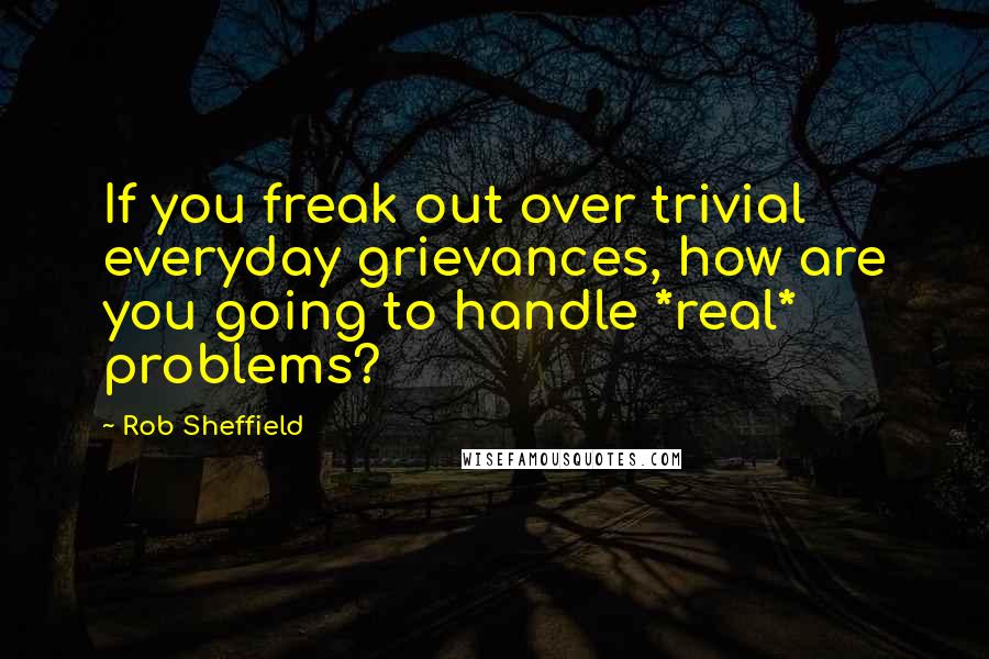 Rob Sheffield Quotes: If you freak out over trivial everyday grievances, how are you going to handle *real* problems?