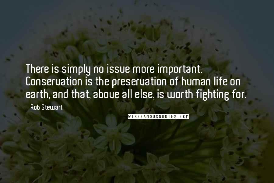 Rob Stewart Quotes: There is simply no issue more important. Conservation is the preservation of human life on earth, and that, above all else, is worth fighting for.
