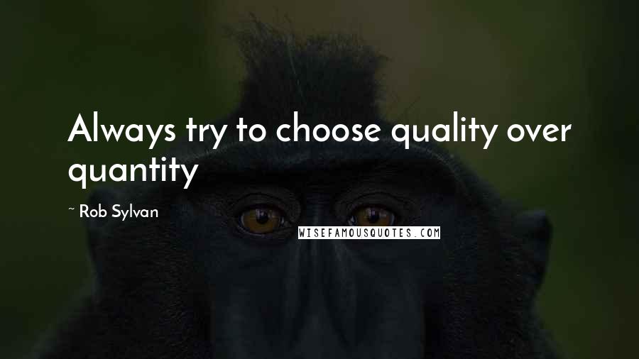 Rob Sylvan Quotes: Always try to choose quality over quantity