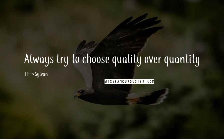 Rob Sylvan Quotes: Always try to choose quality over quantity