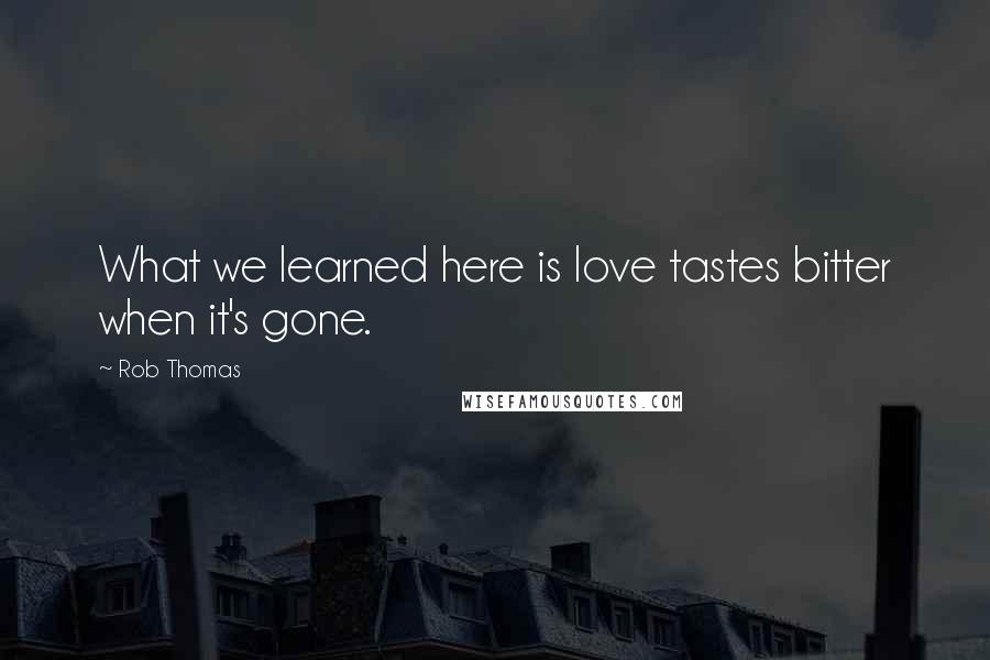 Rob Thomas Quotes: What we learned here is love tastes bitter when it's gone.