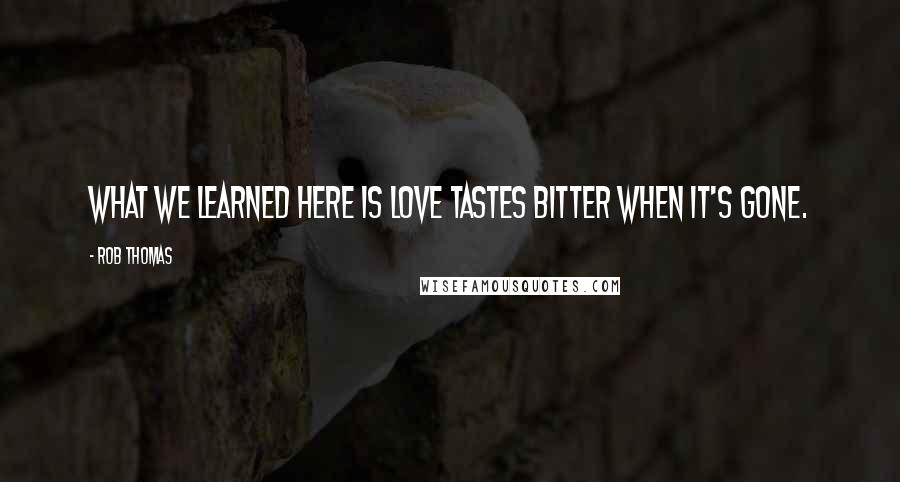 Rob Thomas Quotes: What we learned here is love tastes bitter when it's gone.