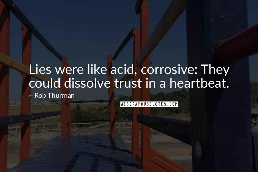 Rob Thurman Quotes: Lies were like acid, corrosive: They could dissolve trust in a heartbeat.