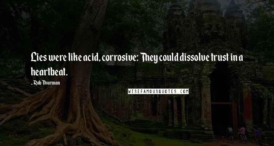 Rob Thurman Quotes: Lies were like acid, corrosive: They could dissolve trust in a heartbeat.