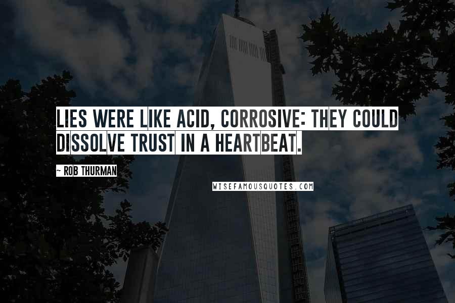 Rob Thurman Quotes: Lies were like acid, corrosive: They could dissolve trust in a heartbeat.