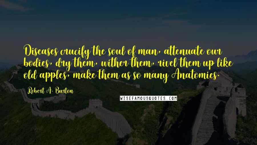 Robert A. Burton Quotes: Diseases crucify the soul of man, attenuate our bodies, dry them, wither them, rivel them up like old apples, make them as so many Anatomies.