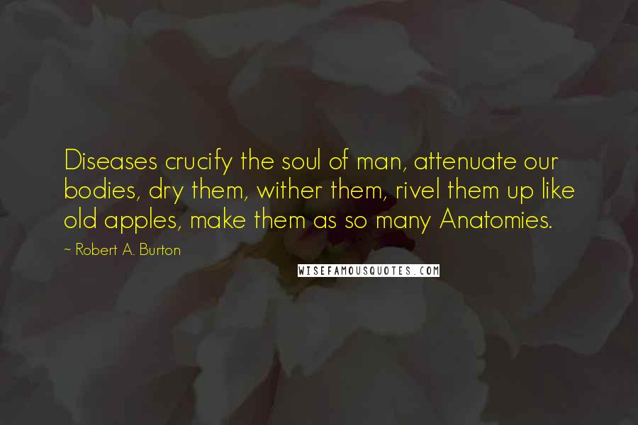 Robert A. Burton Quotes: Diseases crucify the soul of man, attenuate our bodies, dry them, wither them, rivel them up like old apples, make them as so many Anatomies.
