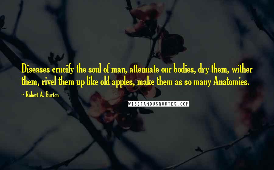 Robert A. Burton Quotes: Diseases crucify the soul of man, attenuate our bodies, dry them, wither them, rivel them up like old apples, make them as so many Anatomies.