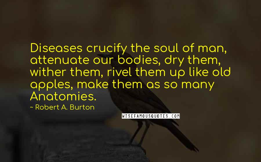Robert A. Burton Quotes: Diseases crucify the soul of man, attenuate our bodies, dry them, wither them, rivel them up like old apples, make them as so many Anatomies.