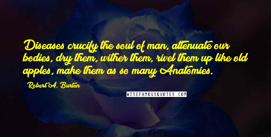 Robert A. Burton Quotes: Diseases crucify the soul of man, attenuate our bodies, dry them, wither them, rivel them up like old apples, make them as so many Anatomies.