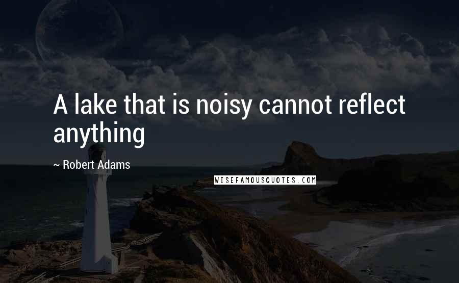 Robert Adams Quotes: A lake that is noisy cannot reflect anything