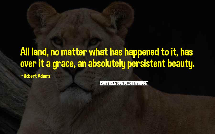 Robert Adams Quotes: All land, no matter what has happened to it, has over it a grace, an absolutely persistent beauty.