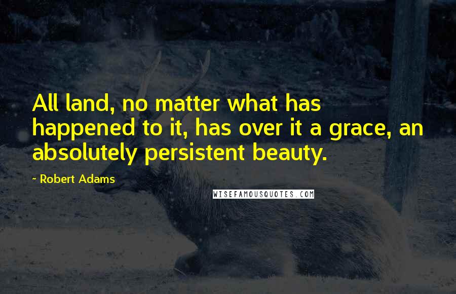 Robert Adams Quotes: All land, no matter what has happened to it, has over it a grace, an absolutely persistent beauty.