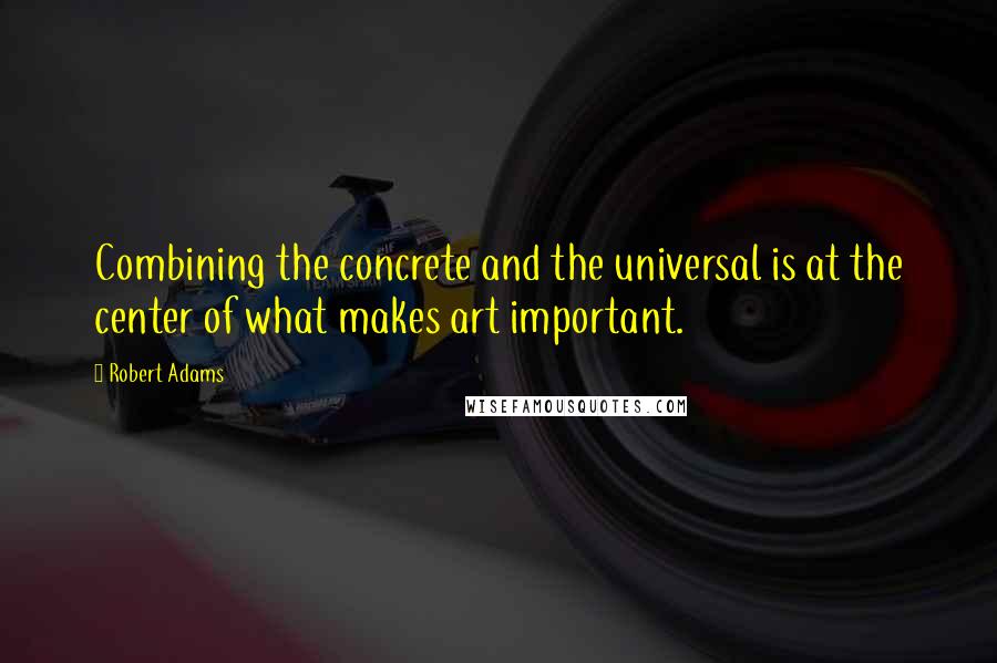 Robert Adams Quotes: Combining the concrete and the universal is at the center of what makes art important.