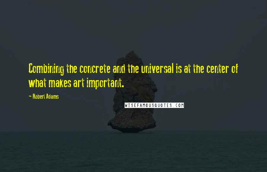 Robert Adams Quotes: Combining the concrete and the universal is at the center of what makes art important.