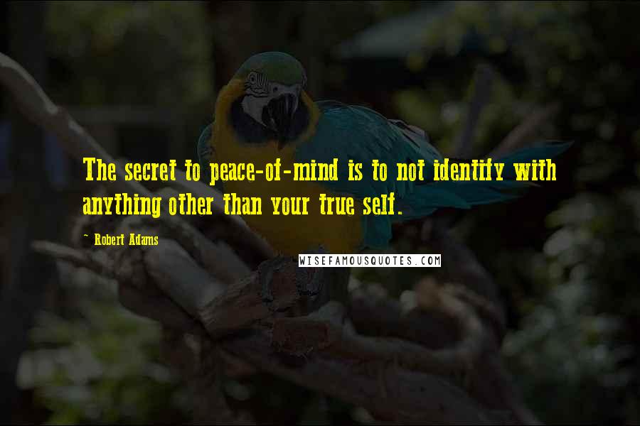 Robert Adams Quotes: The secret to peace-of-mind is to not identify with anything other than your true self.