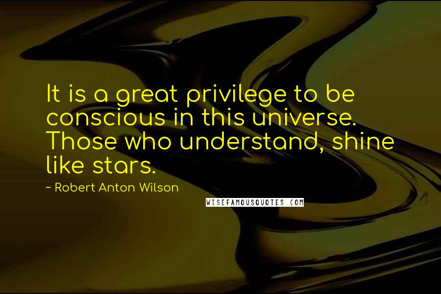 Robert Anton Wilson Quotes: It is a great privilege to be conscious in this universe. Those who understand, shine like stars.