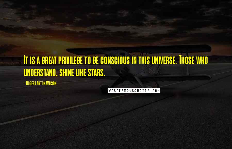 Robert Anton Wilson Quotes: It is a great privilege to be conscious in this universe. Those who understand, shine like stars.