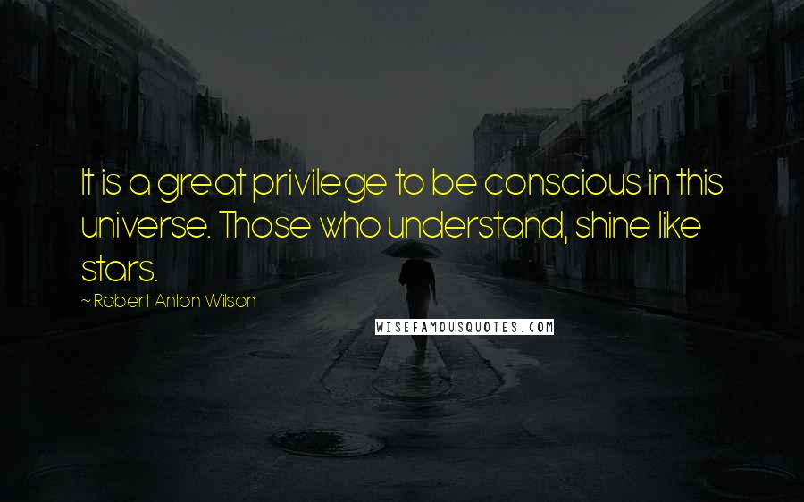 Robert Anton Wilson Quotes: It is a great privilege to be conscious in this universe. Those who understand, shine like stars.