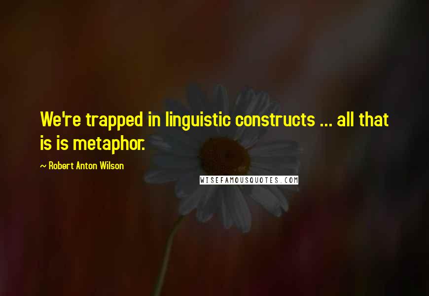 Robert Anton Wilson Quotes: We're trapped in linguistic constructs ... all that is is metaphor.