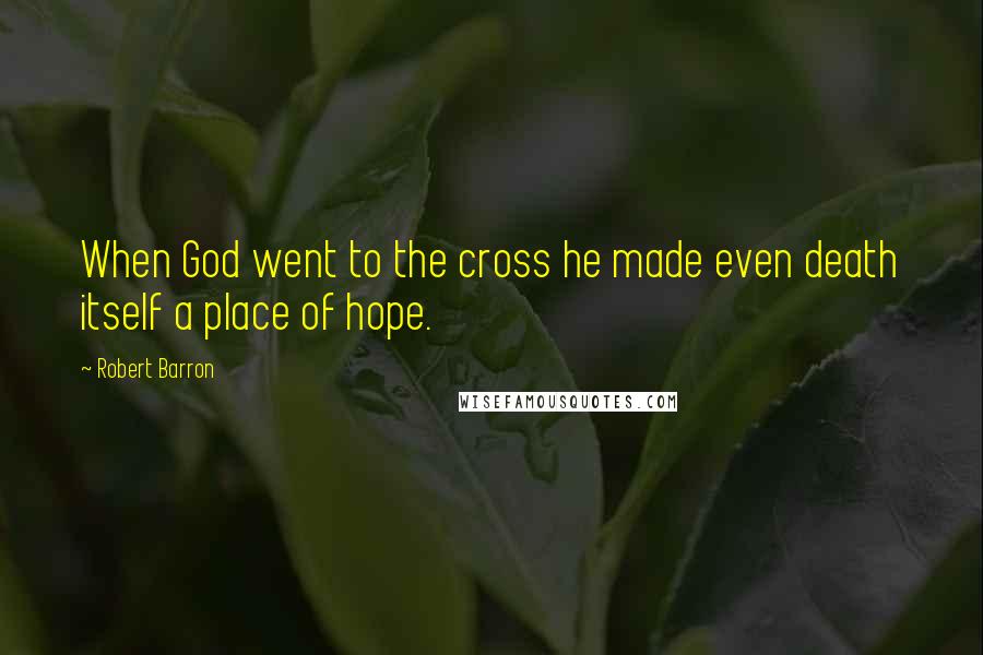 Robert Barron Quotes: When God went to the cross he made even death itself a place of hope.