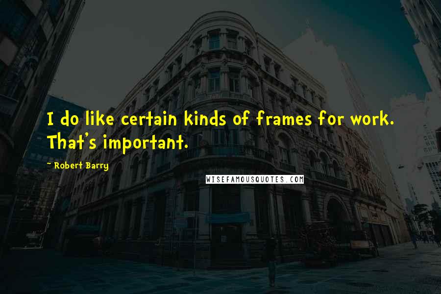 Robert Barry Quotes: I do like certain kinds of frames for work. That's important.