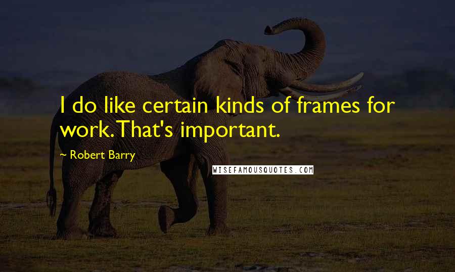 Robert Barry Quotes: I do like certain kinds of frames for work. That's important.