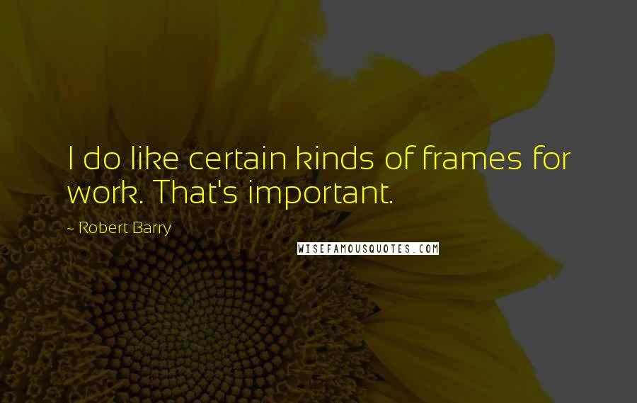 Robert Barry Quotes: I do like certain kinds of frames for work. That's important.