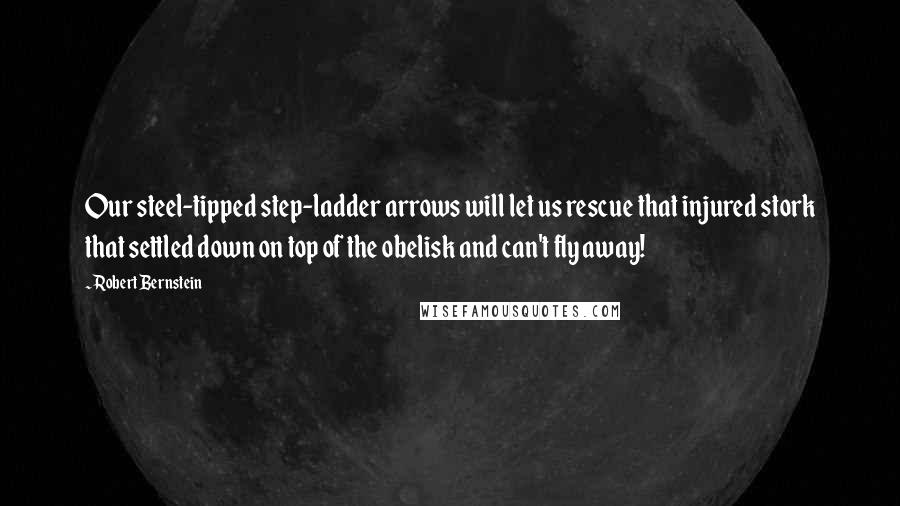 Robert Bernstein Quotes: Our steel-tipped step-ladder arrows will let us rescue that injured stork that settled down on top of the obelisk and can't fly away!