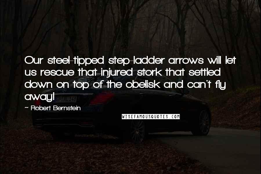 Robert Bernstein Quotes: Our steel-tipped step-ladder arrows will let us rescue that injured stork that settled down on top of the obelisk and can't fly away!