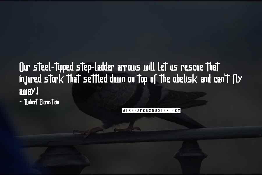 Robert Bernstein Quotes: Our steel-tipped step-ladder arrows will let us rescue that injured stork that settled down on top of the obelisk and can't fly away!