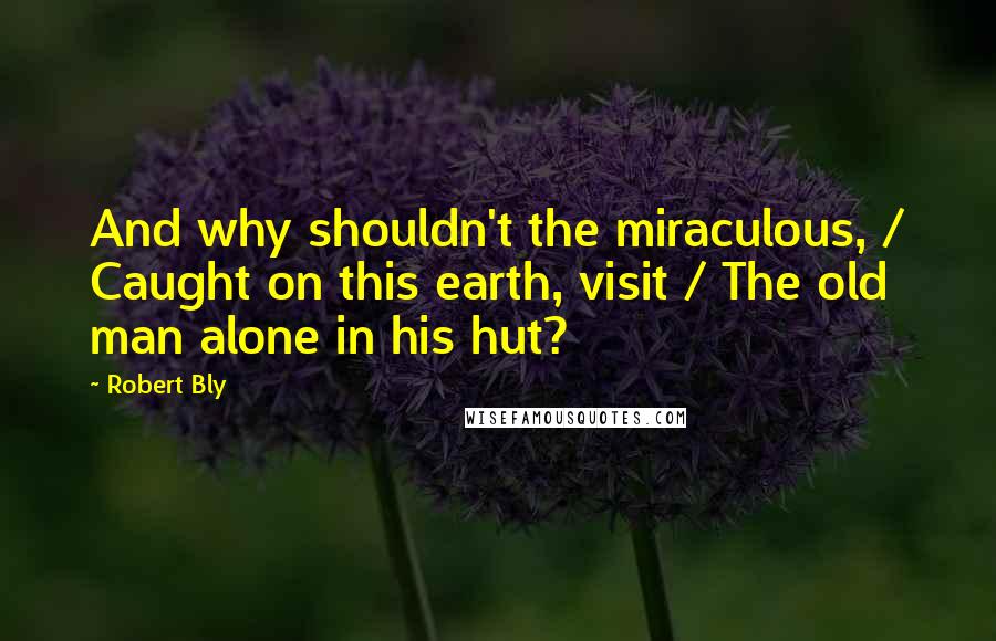 Robert Bly Quotes: And why shouldn't the miraculous, / Caught on this earth, visit / The old man alone in his hut?