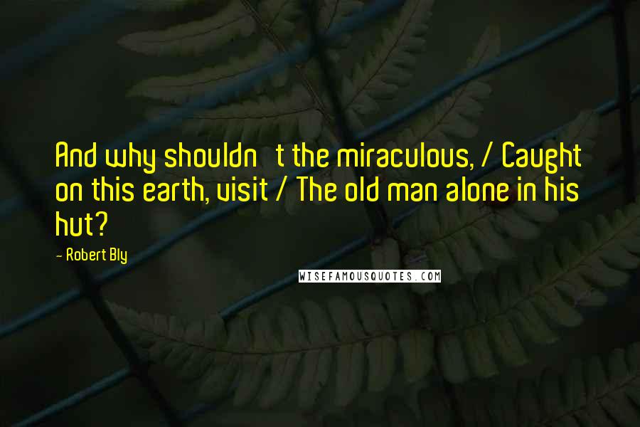 Robert Bly Quotes: And why shouldn't the miraculous, / Caught on this earth, visit / The old man alone in his hut?