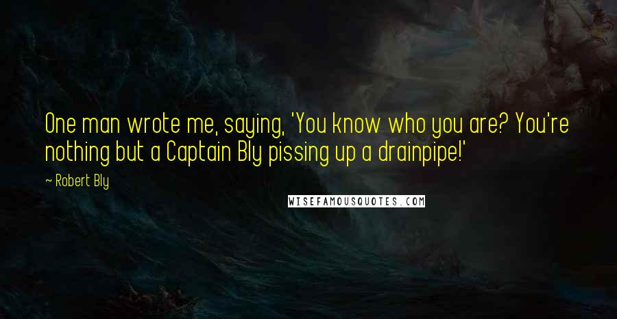 Robert Bly Quotes: One man wrote me, saying, 'You know who you are? You're nothing but a Captain Bly pissing up a drainpipe!'