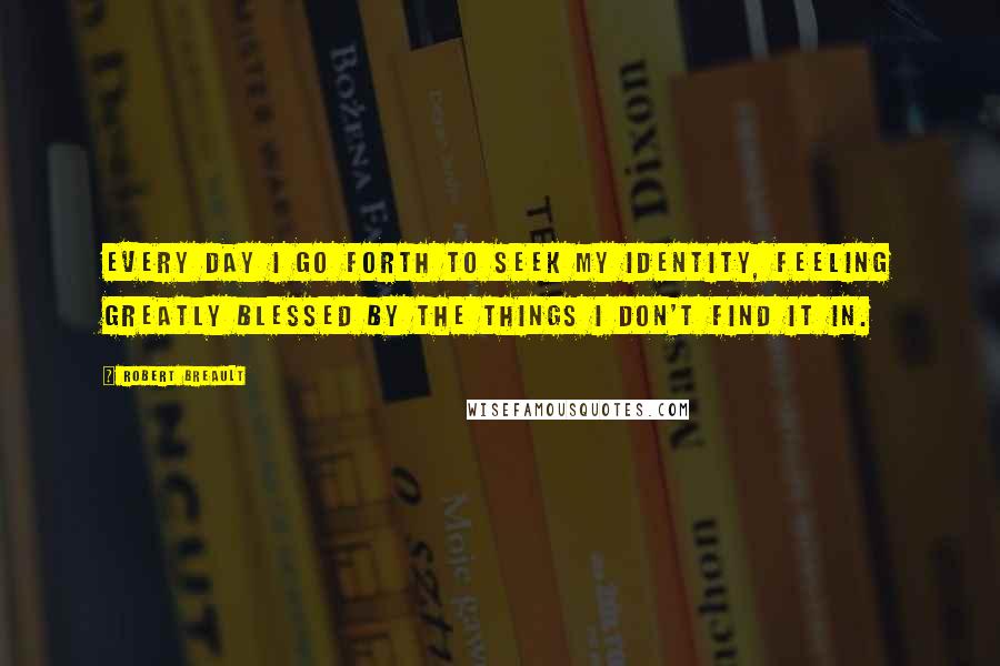 Robert Breault Quotes: Every day I go forth to seek my identity, feeling greatly blessed by the things I don't find it in.